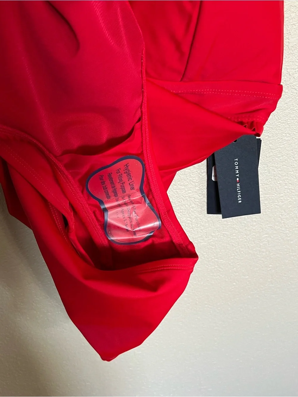 Tommy Hilfiger Red V-Neck One-Piece Swimsuit